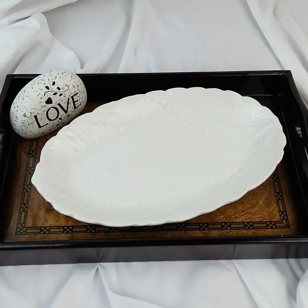🔹️Williams Sonoma White Leaf Print Italian Serving Platter